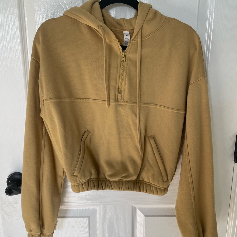 Alo Yoga Half Zip Stadium Hoodie Yellow XS
